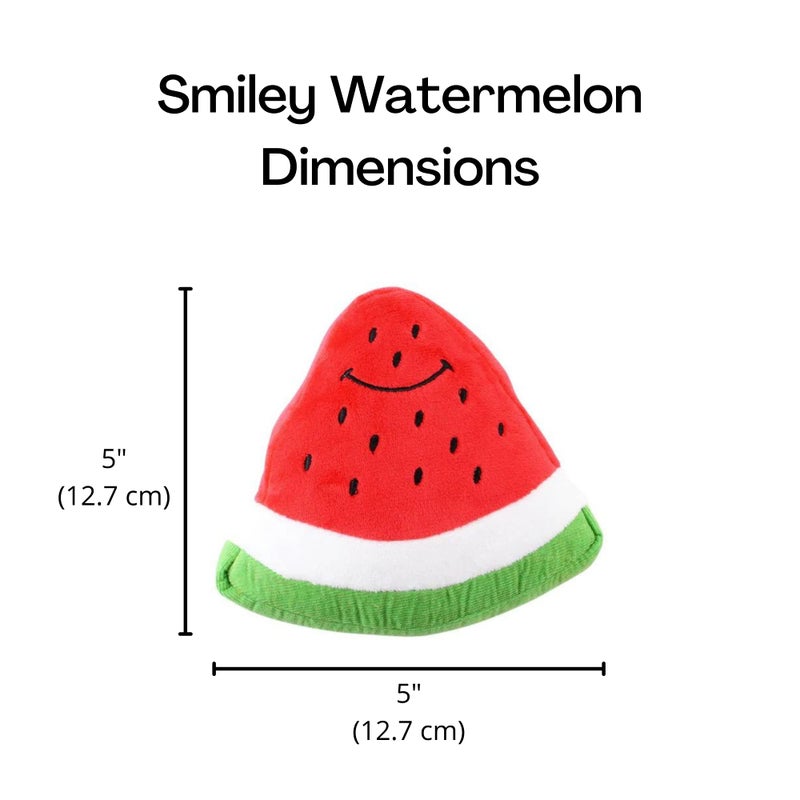 Midlee Smiley Watermelon Squeaker Plush Dog Toy - 5" - Image 4